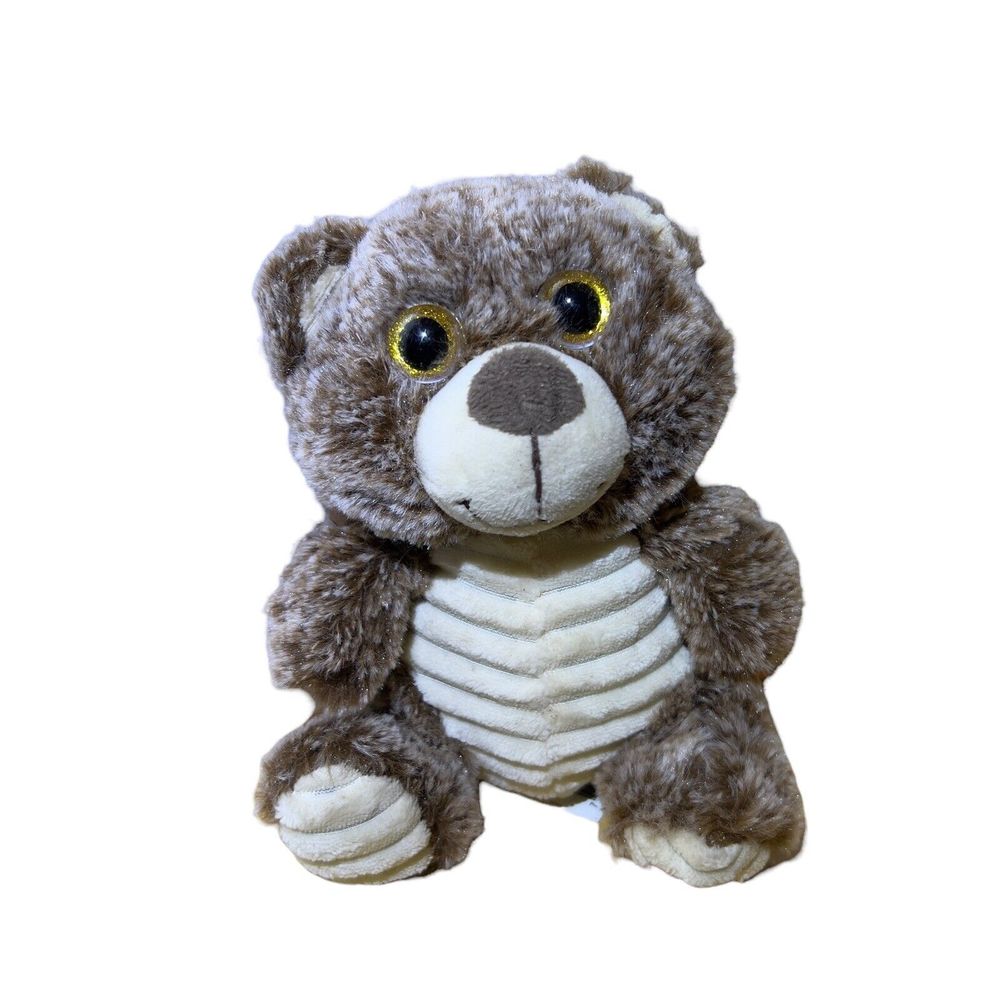 Kellytoy 7" Plush Puppy Dog Big Glittery Eyes Ribbed Front Stuffed Animal Toy